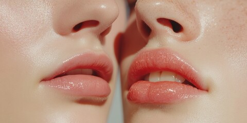 Poster - Glossy Lip Focus Crystal-Accented Beauty Portrait for Modern Makeup Advertising - Enhancing Brand Elegance and Contemporary Marketing Strategy