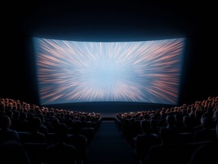 Fototapete - Futuristic Corporate Training Projection Dynamic Digital Presentation on Panoramic LED Screen - Interactive Professional Development for Tech-Savvy Business Audiences
