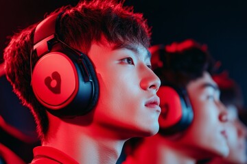 Poster - Neon Esports Arena Insight South Korean Gamers Intensity with High-Tech Gear - Competitive Advantage in Digital Content and Gaming Accessories