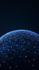 Poster - Futuristic Digital Finance Visualization Glowing Blockchain Network on Globe Silhouette - Secure Global Transactions and Cryptocurrency Connectivity for Fintech Innovation