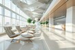 © Sudipta - modern conceptual glossy shiny airport lounge hype realistic Asian-inspired glossy shiny airport lounge with clean lines and natural materials contemporary bright stylish interior .