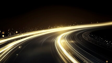 Poster - Stunning glowing light effect vector line with gold color on a transparent background. Shining and bokeh glow, curved line with sparkle for a design element, abstract concept illustration, 