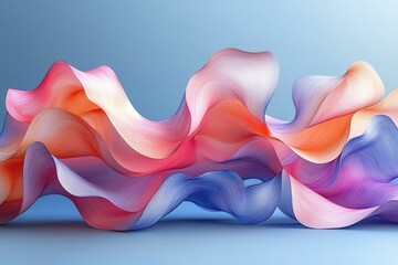 Canvas Print - Abstract pastel waves flowing softly