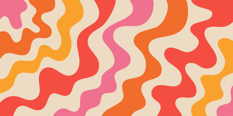 Aufkleber - Cool Abstract Psychedelic Background. Vector Design Groovy Pattern Y2k Texture. Hand Drawn Trippy Backdrop.