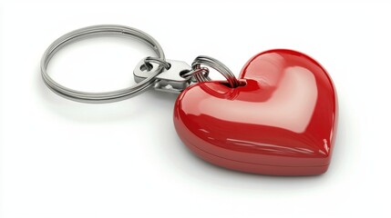 Red Heart Keychain on White Background