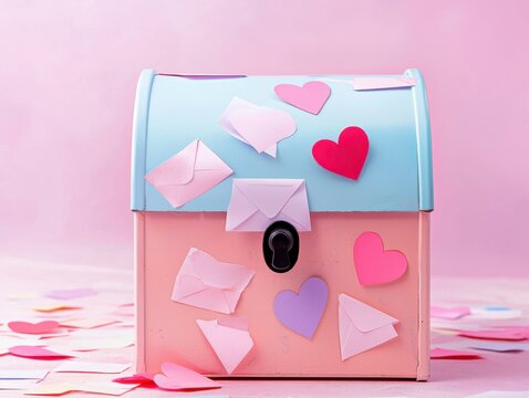 Pastel Mailbox Filled with Valentine's Letters