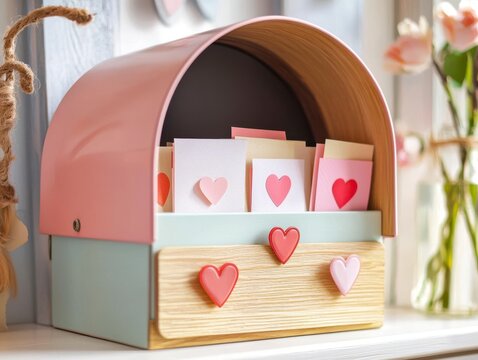 Pastel Mailbox Filled with Valentine's Letters