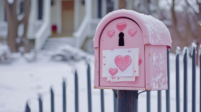 Pastel Mailbox Filled with Valentine's Letters