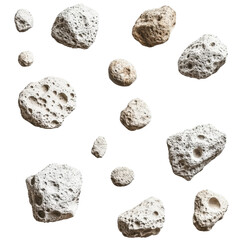 Poster - Collection of Rough Textured Stones Isolated on White Background