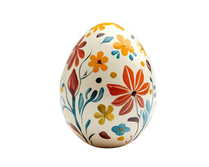 Hand painted Easter egg with colorful floral designs on transparency background, perfect for spring celebrations and festive decorations