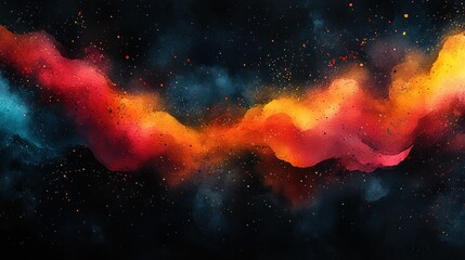 Wall Mural - Cosmic nebula swirls vibrant red orange hues