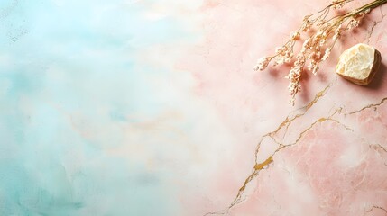 Poster - Luxurious Pink and Gold Marble Textured Abstract Background with Brushstrokes and Fractal Design Elements  Elegant Modern
