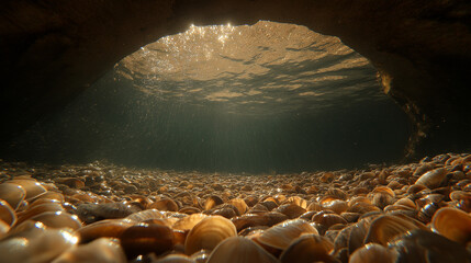 Canvas Print - Shells in sea water.