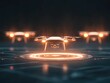 © MINMIN - A futuristic drone hovers above a glowing circular platform, surrounded by other drones, emphasizing advanced technology and innovation.