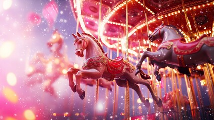 Glowing merry-go-round horses create festive atmosphere for joyous celebrations and special occasions