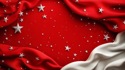 Wall Mural - Vibrant Red and White Background Featuring Stars Creating a Striking Visual Contrast that Evokes a Sense of Celebration and Joy Ideal for Festive Occasions and Creative Projects