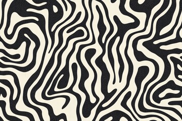 Poster - Seamless black and beige wavy stripes creating an organic zebra pattern with a dotted texture