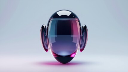 Poster - Abstract 3D rendering of a sleek, glass-like robot head with purple accents.