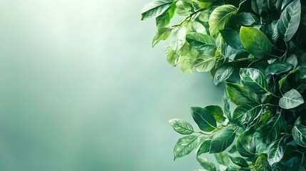 Poster - close up view of a dense leafy green foliage with vibrant healthy leaves in a natural scenic backgro