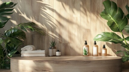 Wall Mural - Minimalist Bathroom Design with Wooden Accents