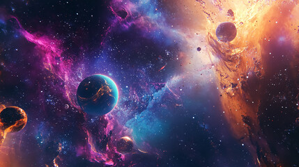 Wall Mural - an abstract background depicting planets and space.
