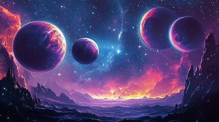 Wall Mural - an abstract background depicting planets and space.