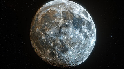 Wall Mural - bright full moon in clear night sky, showcasing celestial beauty and details