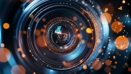 Poster - closeup of a highdefinition camera lens capturing machinery in action with visual data feeds streami