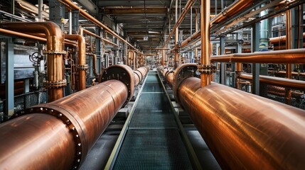 Wall Mural - Copper Pipes in a Industrial Facility