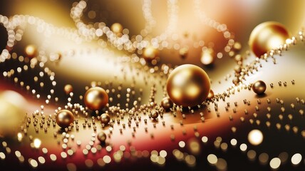 Poster - Golden spheres and bokeh lights create a luxurious, abstract background.