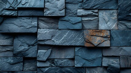 Poster - Rough Slate Stone Wall Textured Background for Architectural and Graphic Design  Vintage Industrial Grunge Textured Surface for Moody Minimal and Rustic Aesthetics