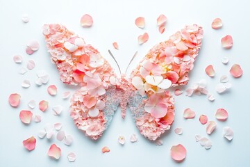 Aufkleber - A butterfly made of flowers and petals in soft pastel tones