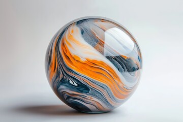 Poster - A glass sphere with liquid marble flowing inside