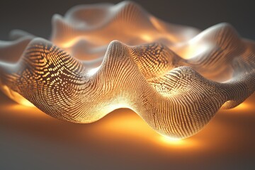 Poster - A glowing data stream forming intricate 3D shapes