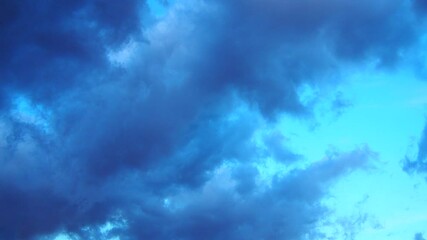 Poster - A tranquil morning unfolds as blue clouds fill the sky, creating a stunning visual display. The soft lighting enhances the beauty of nature, inviting peaceful reflection.