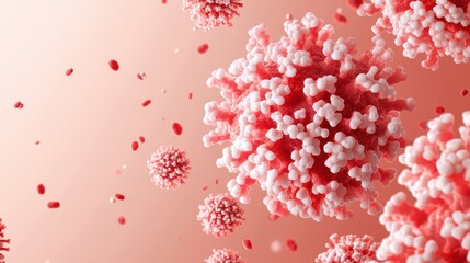 Poster - Microscopic View of Virus Structure with Red and White Details