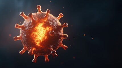 Poster - Realistic 3D Model of a Virus with Glowing Effects and Texture