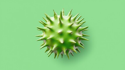 Poster - Detailed Green Spiky Seed on Soft Green Background for Nature Use