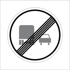 Wall Mural - Round road sign showing the end of no overtaking zone for trucks and cars