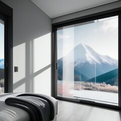 Canvas Print -  Mountain view from modern house 