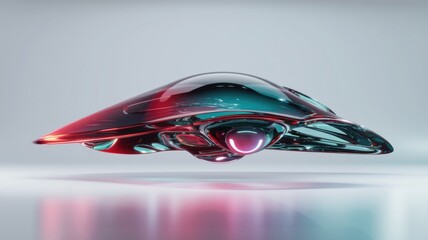 Poster - Futuristic, sleek, aerodynamic vehicle design with vibrant teal and red accents.