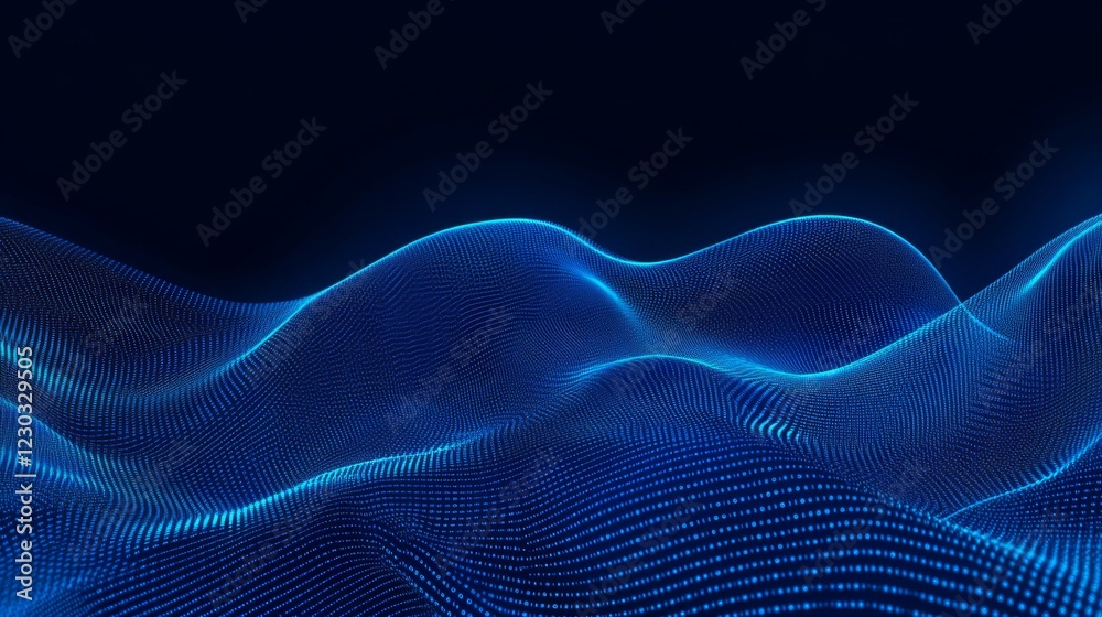 Dynamic Blue Dot Waveform Design - Futuristic Technology Art