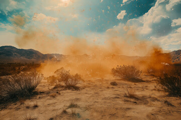 Poster - A scorching desert scene with heat waves distorting the horizon.