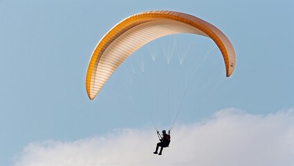 Wall Mural - Paragliding Paraglider in Flight Against a Clean White Background, Capturing the Thrill of Adventure and Freedom