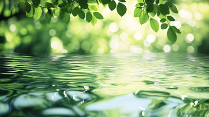 Blurred natural background of water and plants.