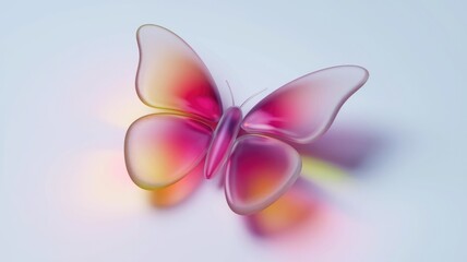 Poster - A translucent pink and yellow butterfly with delicate wings,  beautifully rendered in 3D.