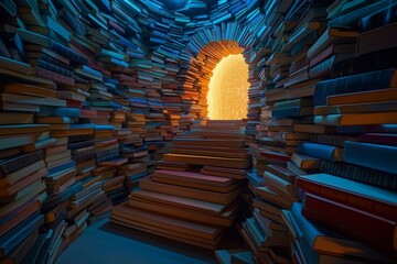 Poster - A staircase made of books leading into a glowing portal.