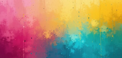 Poster - Abstract colorful background with pink yellow blue and teal splashes and splatters