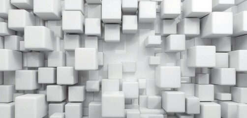 Poster - 3D rendering of a white cube pattern creating a modern abstract design background