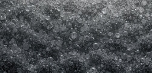 Poster - Abstract fractal pattern of grey bubbles and spheres with intricate details